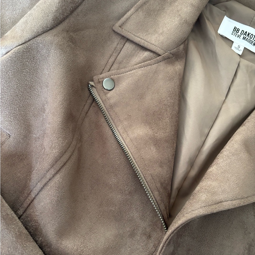 BB Dakota Brown Faux-Suede Moto Jacket - Picture 5 of 7